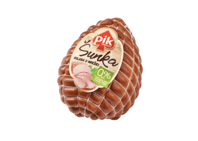 Rolled ham in netting